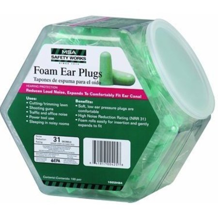 SAFETY WORKS Ear Plugs Foam 100Pr Display 10059484